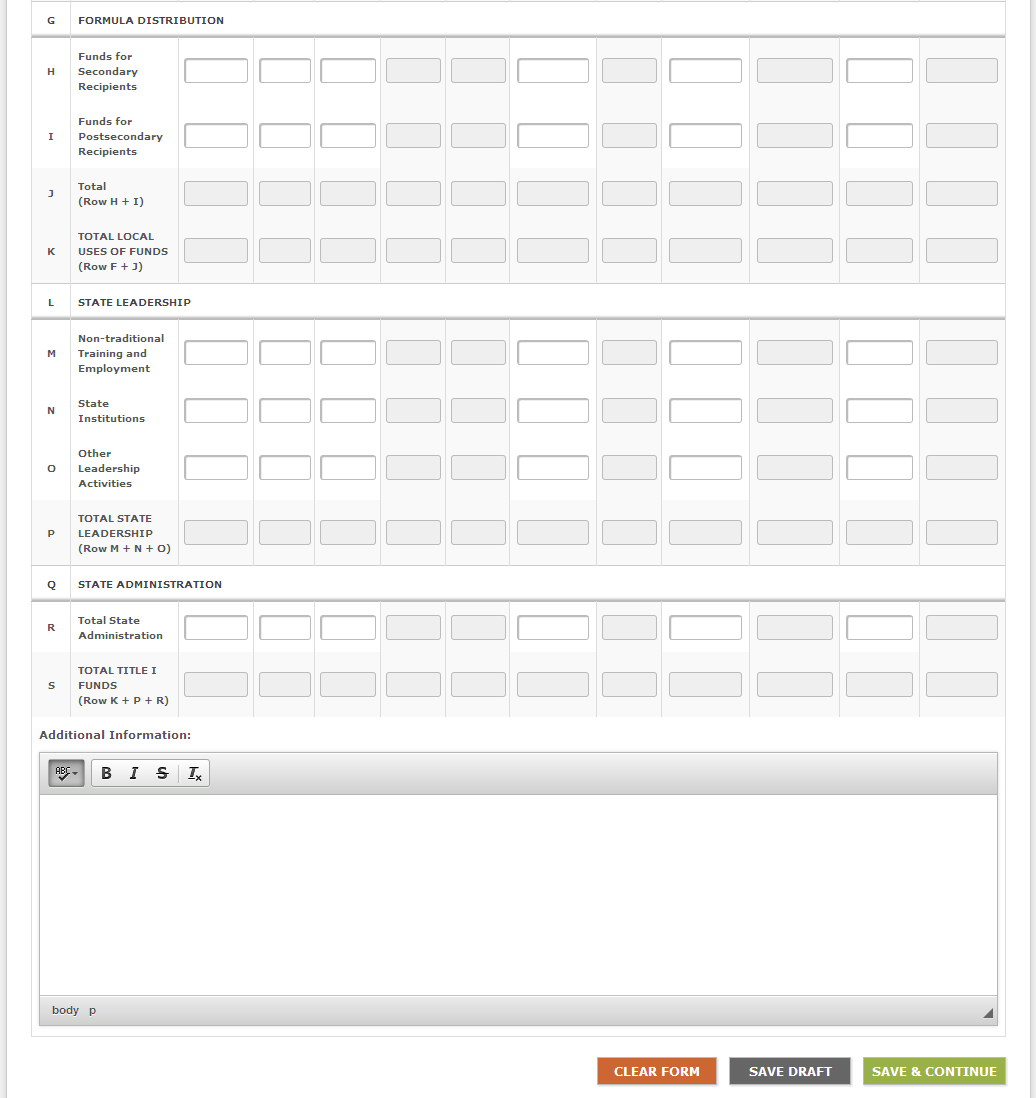 Screenshot of the Interim Financial Status Report