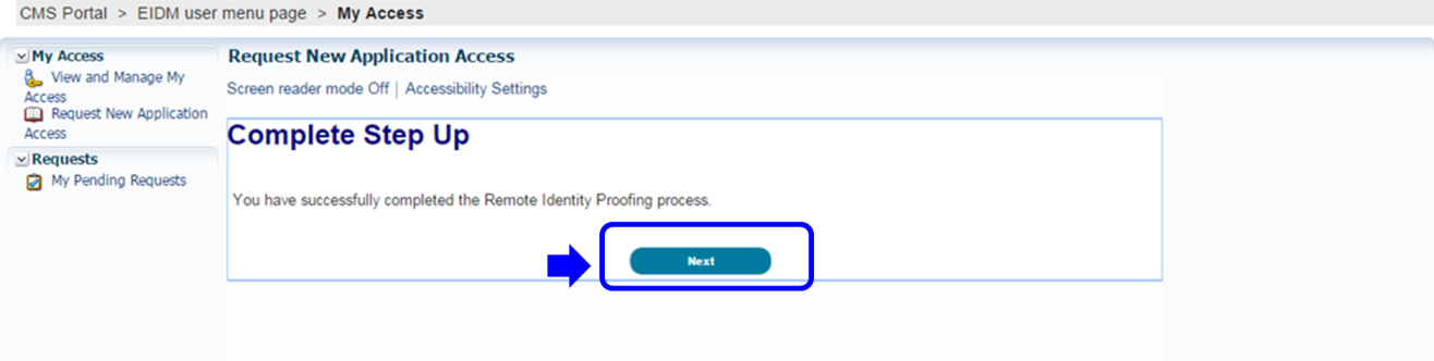 RIDP Verification - Complete Step Up