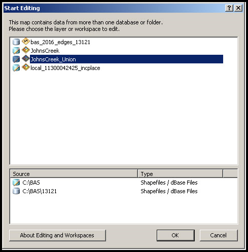 Example B-7: Locating the Union Shapefile.